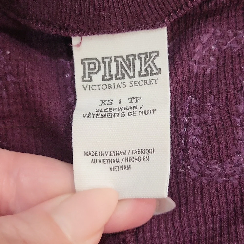 PINK Victoria's Secret Burgundy Pajama Onesie - Picture 5 of 14